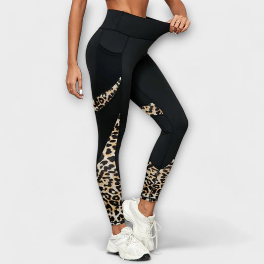 High-Waisted Leopard Print Training Pants