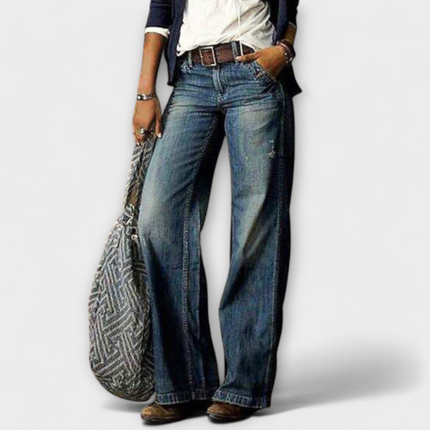 Cess - Denim Pants with Wide Leg