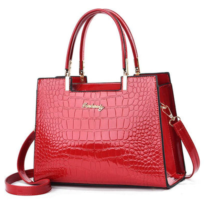 Aurellia. - Shiny Crocodile Leather Pattern Handbag